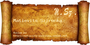 Matievits Szironka névjegykártya